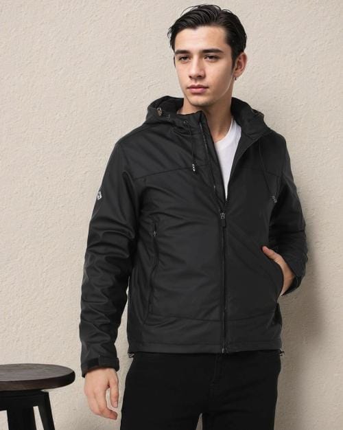 Men Slim Fit Hooded Jacket