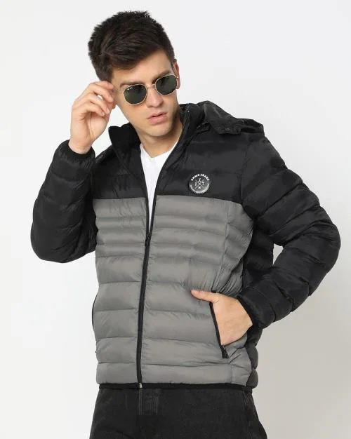 Men Quilted Slim Fit Hooded Puffer Jacket