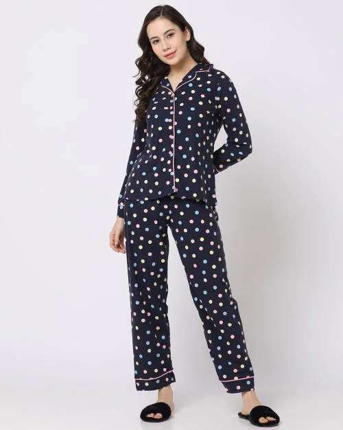 Women Polka-Dot Pyjama Set