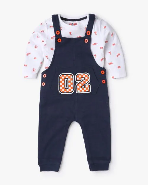 Novelty Print T-Shirt with Dungaree