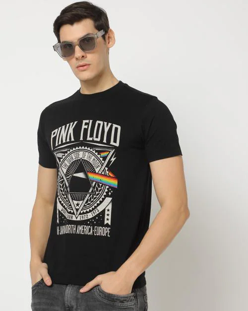 Pink Floyd - Men Pink Floyd Print Slim Fit Crew-Neck T-Shirt