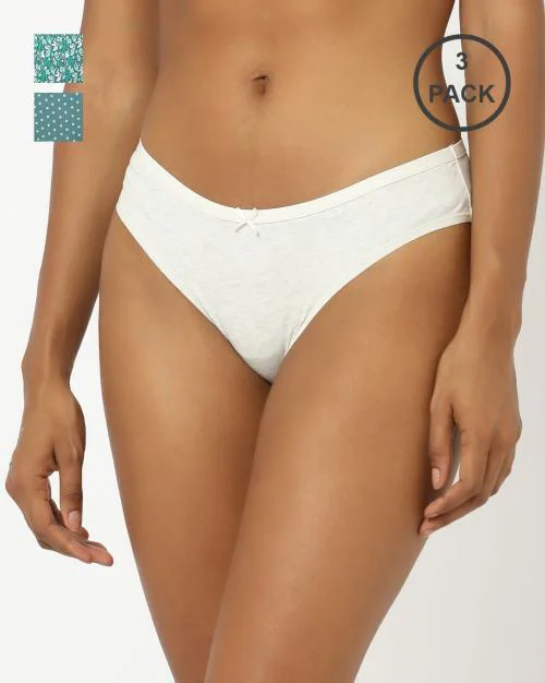 Pack of 3 Stretch Cotton Mid Rise Bikini Panty