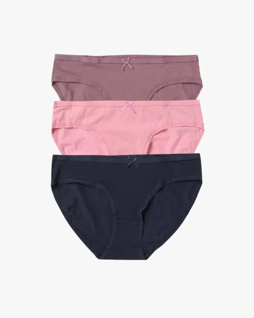 Pack of 3 Stretch Cotton Mid Rise Bikini Panty