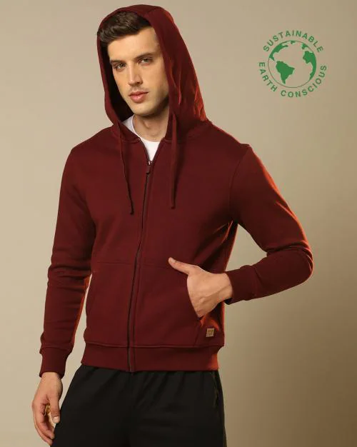 Cotton Blended Front-Open Hoodie