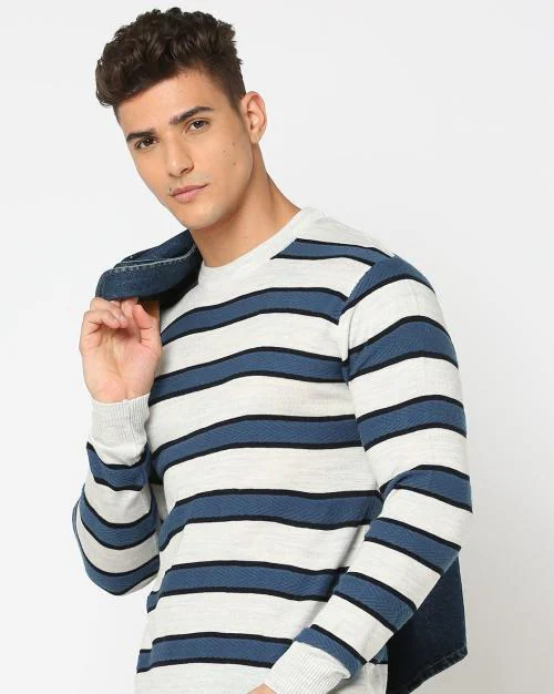 Striped Crew-Neck Pullover