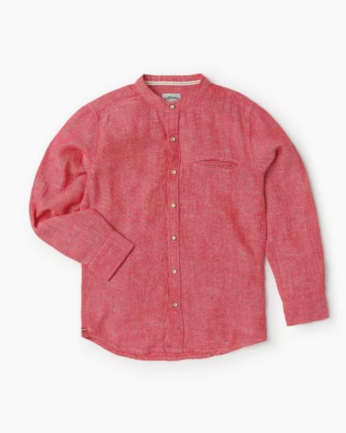 Shirt with Band Collar