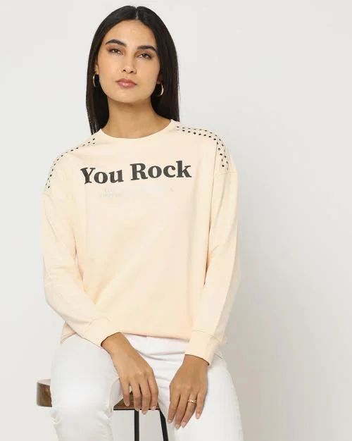 Typographic Print Relaxed Fit Sweatshirt