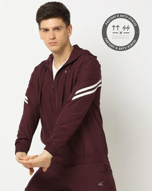 Regular Fit Zip-Front Hooded Track Jacket