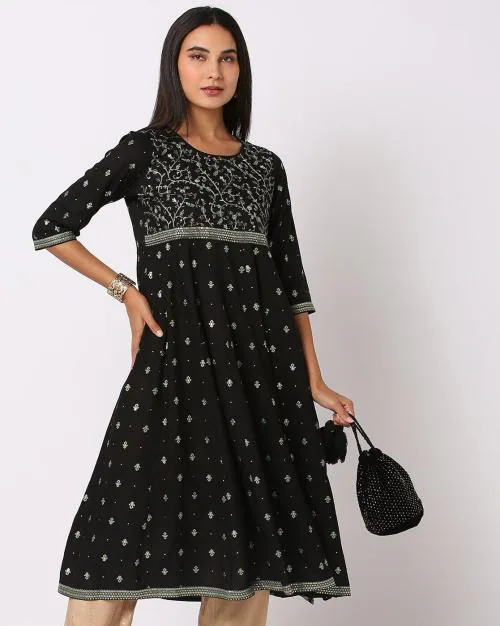Embroidered Flared Kurta