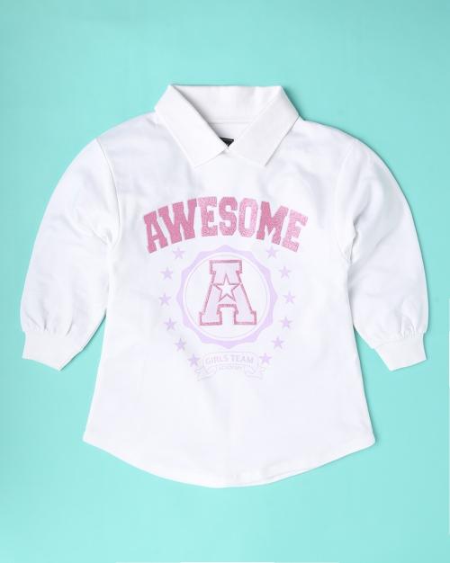 Typographic Print Polo T-Shirt Dress