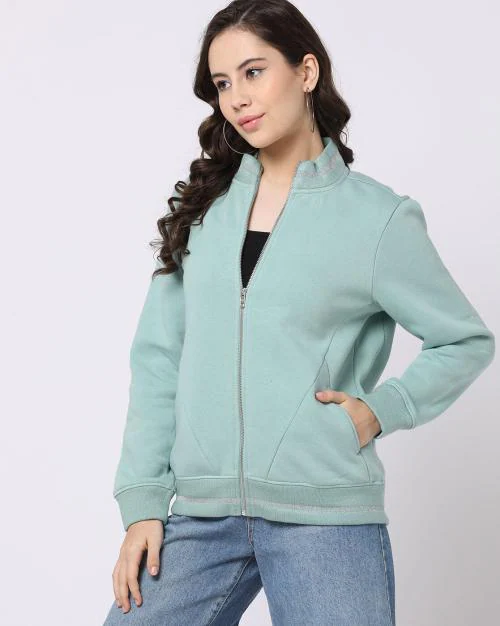 Women Relaxed Fit Zip-Front Sweatshirt