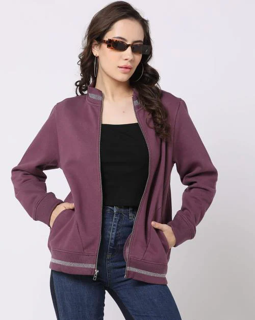 Women Relaxed Fit Zip-Front Sweatshirt