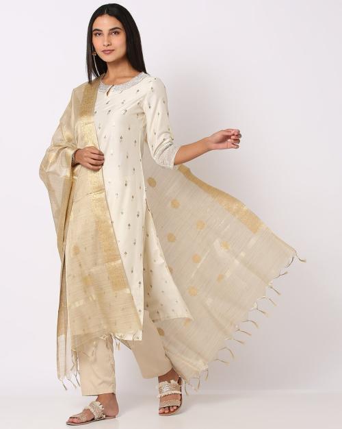 Chanderi Dupatta with Fringes
