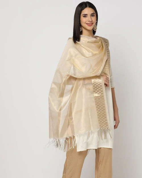 Chanderi Silk Dupatta with Tassels