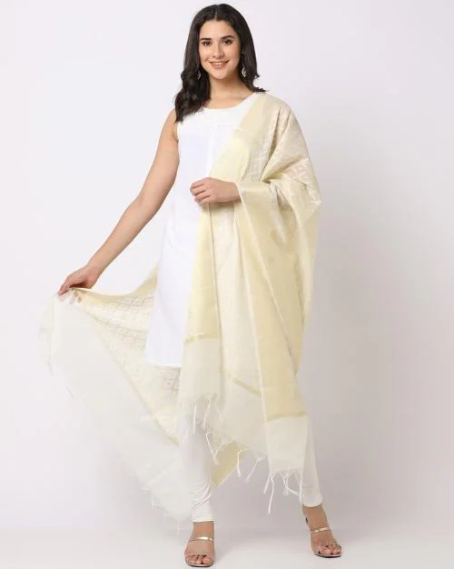 Woven Dupatta with Tassels