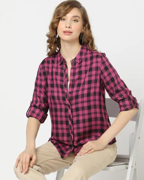 Women Checked Relaxed Fit Shirt