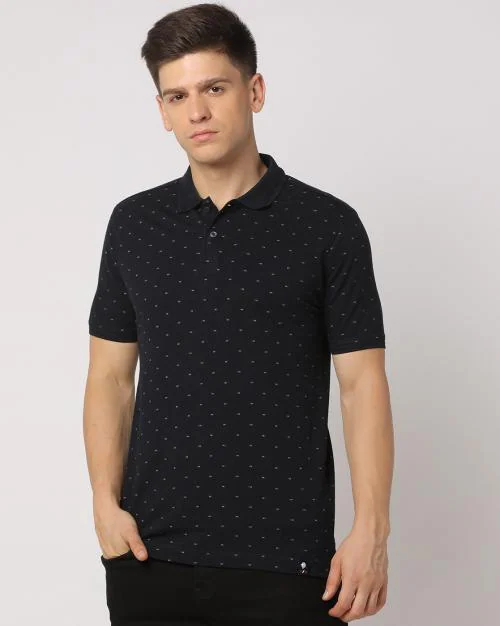Regular Fit Micro Print Polo T-Shirt