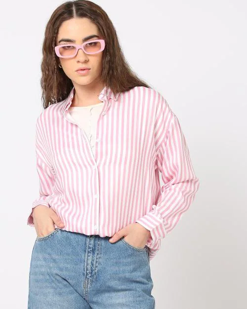 Striped Oversized Drop-Shoulder Shirt