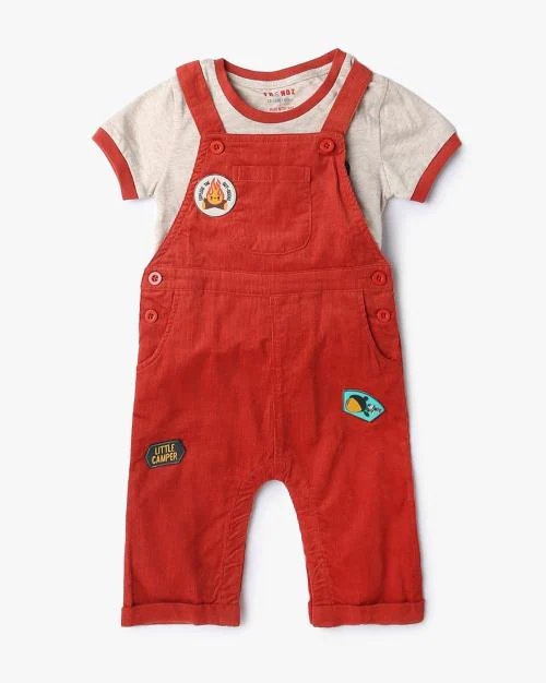 Boys Ribbed Dungaree with T-Shirt