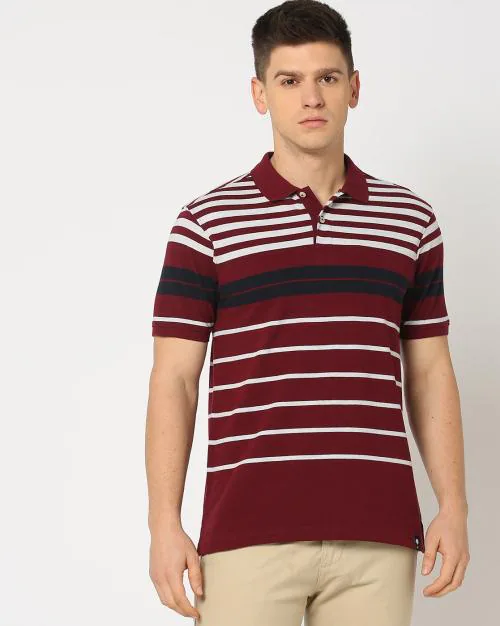 Men Striped Regular Fit Polo T-Shirt