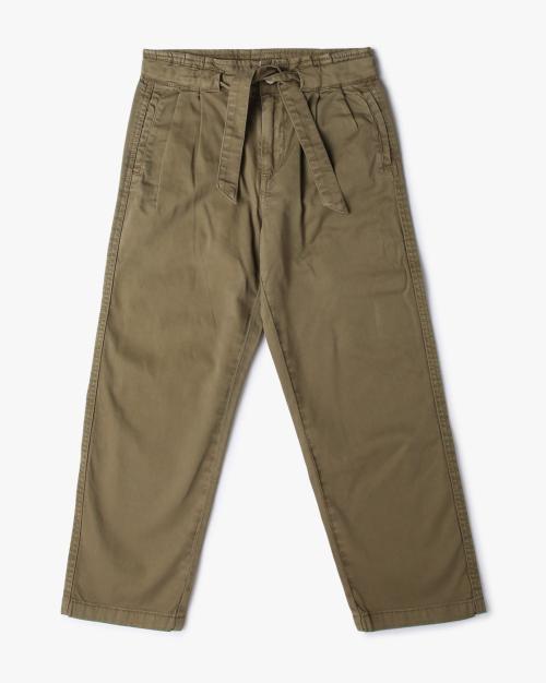 Girls Relaxed Fit Jeans with Waist Tie-Up