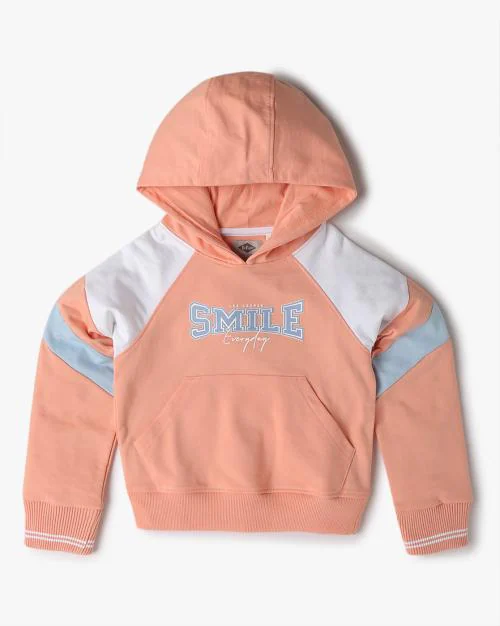 Girls Typographic Print Hoodie