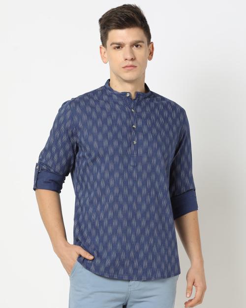 Men Ikat Print Slim Fit Shirt
