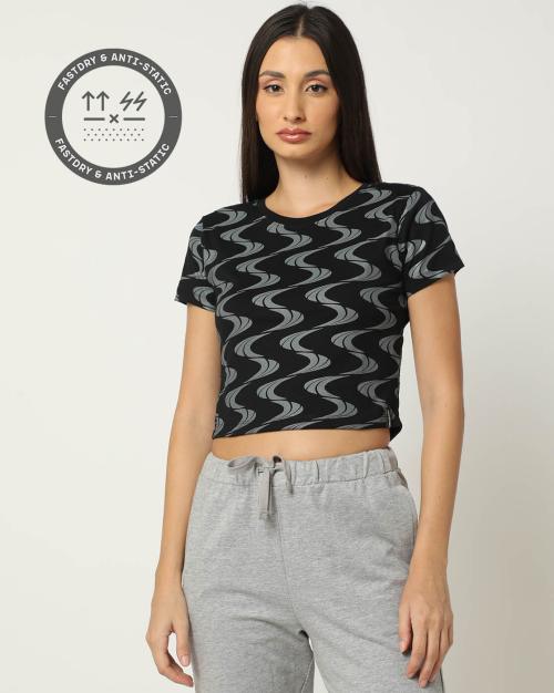 Women Printed Snug Fit Round-Neck T-Shirt