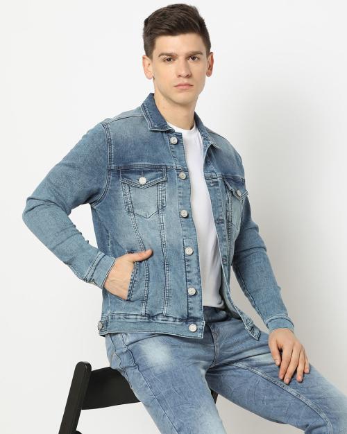 Buy Men Washed Slim Fit Denim Jacket Online at Best Prices in India JioMart.