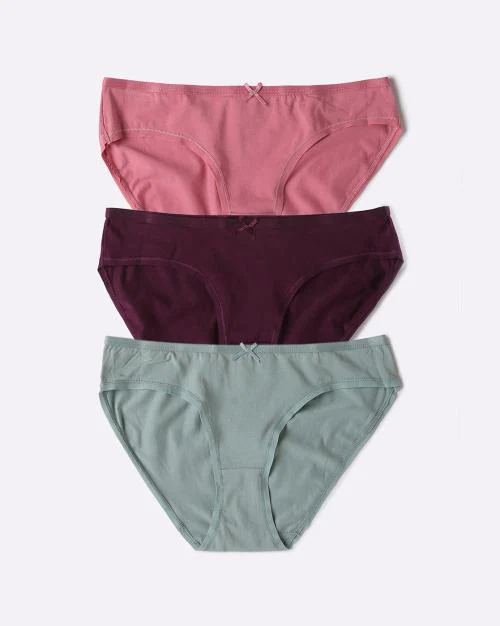 Pack of 3 Stretch Cotton Mid Rise Bikini Panty