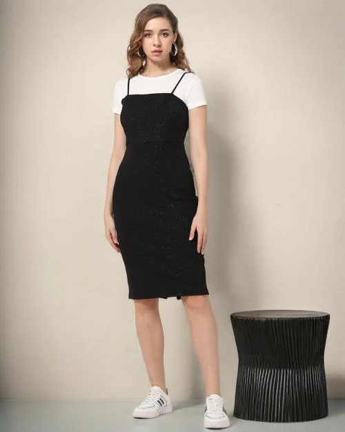 Women Slim Fit Boycon Dress with T-Shirt