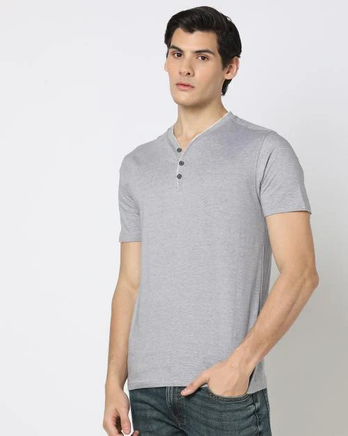Men Slim Fit Henley T-Shirt