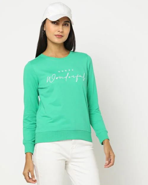 Typographic Embroidered Crew-Neck Sweatshirt