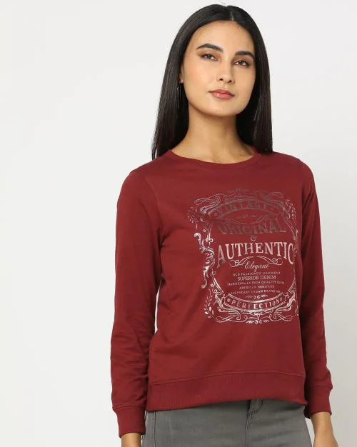 Typographic Print Relaxed Fit Sweatshirt