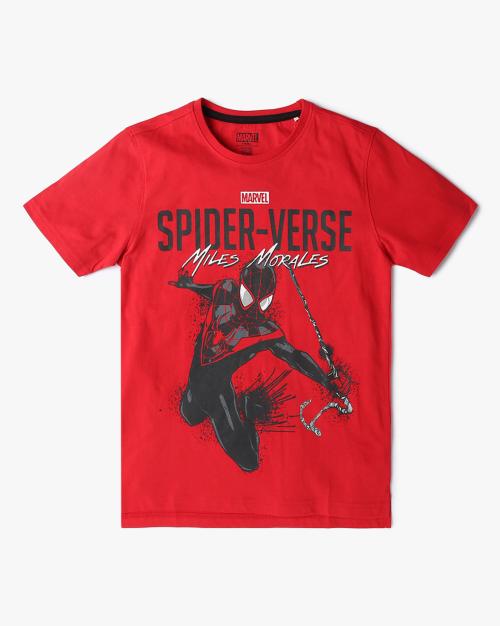 Boys Spider-Print Relaxed Fit Crew-Neck T-Shirt