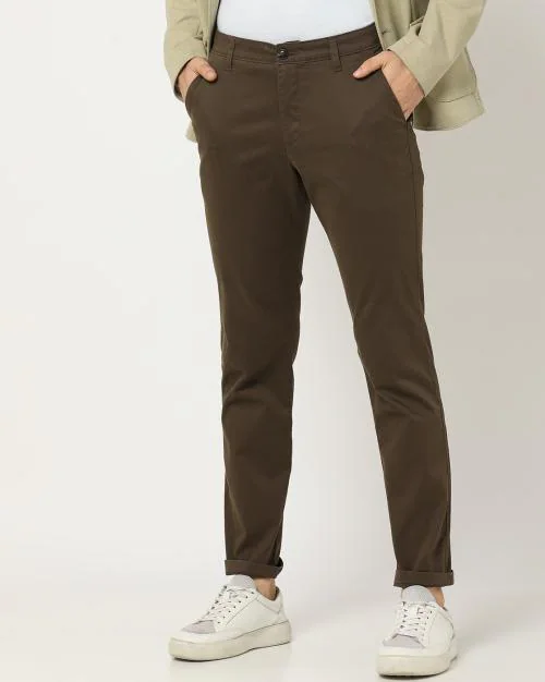 Men Flat-Front Slim Fit Chinos