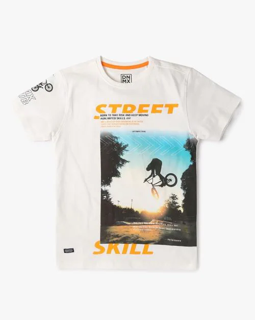 Boys Graphic Print Relaxed Fit Crew-Neck T-Shirt