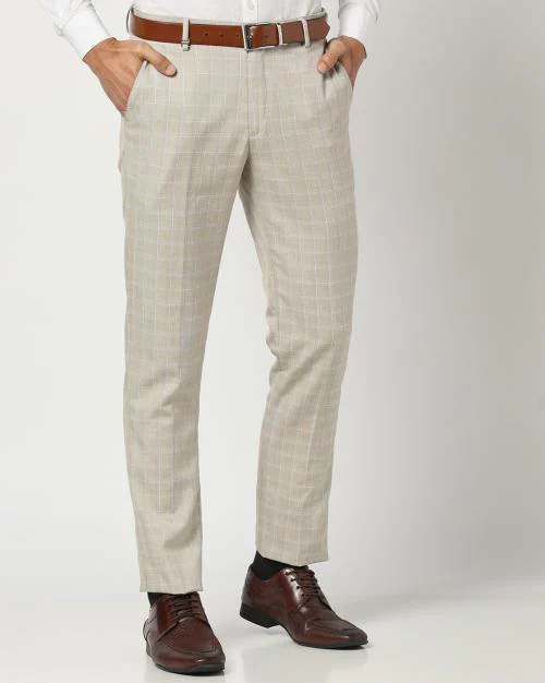 Men Checked Slim Fit Trousers