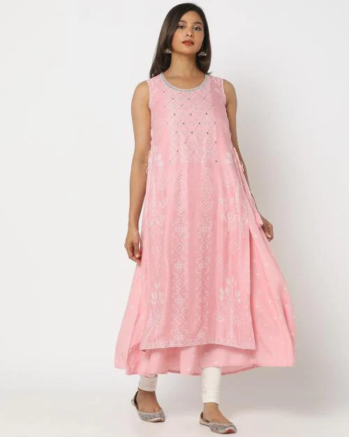 Women Floral Print Mock Double-Layer A-Line Dress