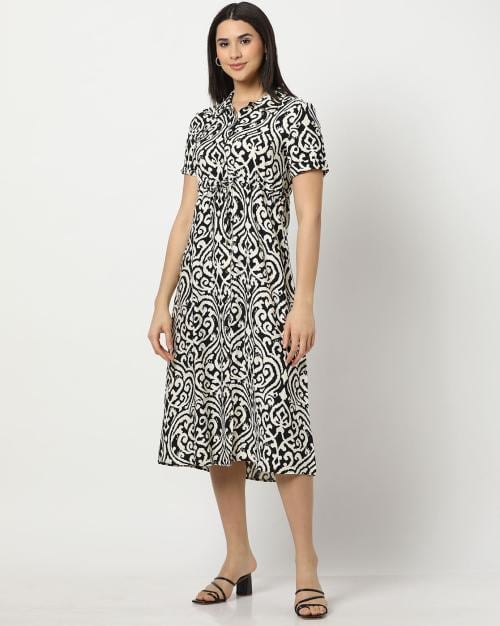 Women Printed Relaxed Fit Shirt Dress