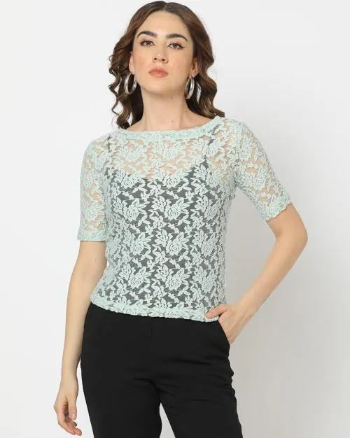 Women Lace Fitted Top