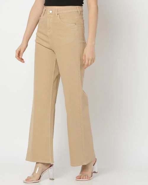 Women Straight Fit Flat-Front Pants