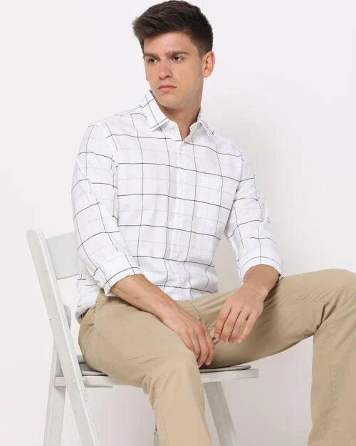 Men Checked Slim Fit Shirt