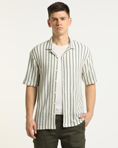 Crochet Striped Resort Shirt