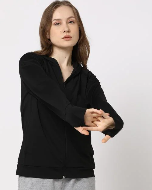 Women Fitted Zip-Front Hooded Jacket