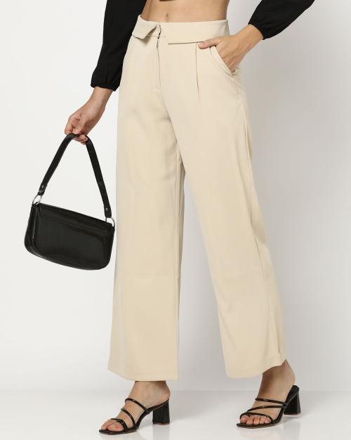 Women Pleat-Front Regular Fit Trousers