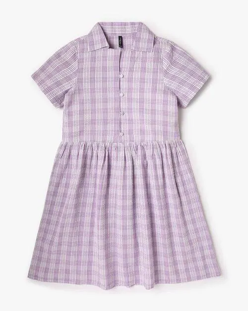 Girls Gingham Shirt Dress