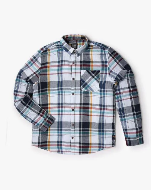 Boys Checked Relaxed Fit Shirt