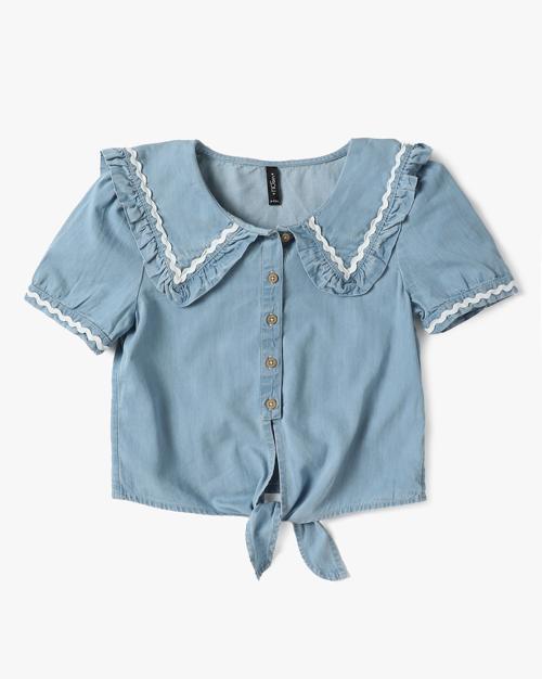 Girls Relaxed Fit Tie-Up Waist Shirt