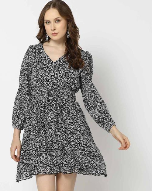 Women Animal Print Regular Fit Shift Dress